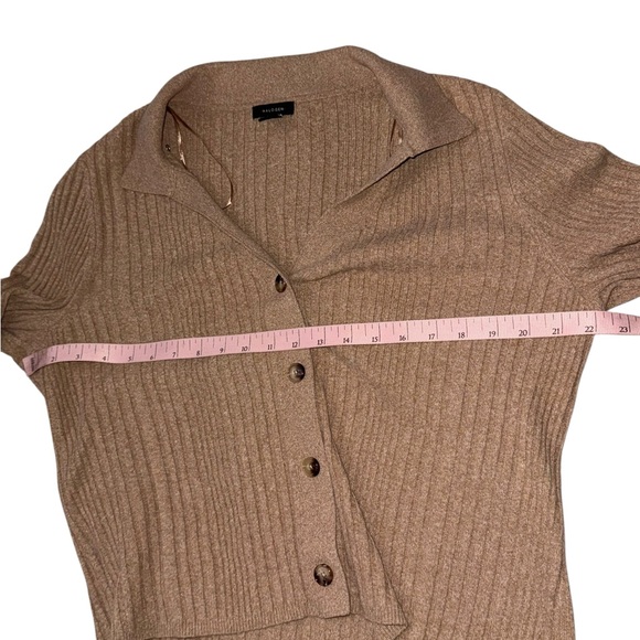 Halogen Camel Ribbed Button-Up Cardigan Size Large - Picture 5 of 6